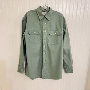 L.L. Bean 100% Cotton Sunwashed Canvas Button Down Shirt Green Men’s M Tall